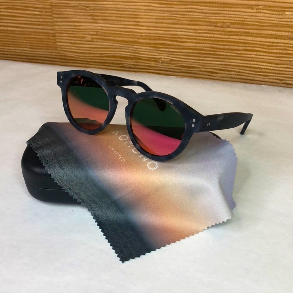 KOMONO sunglasses NEW Clement Matte Indigo Demi blue tortoise round - Picture 5 of 14